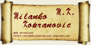 Milanko Kopranović vizit kartica